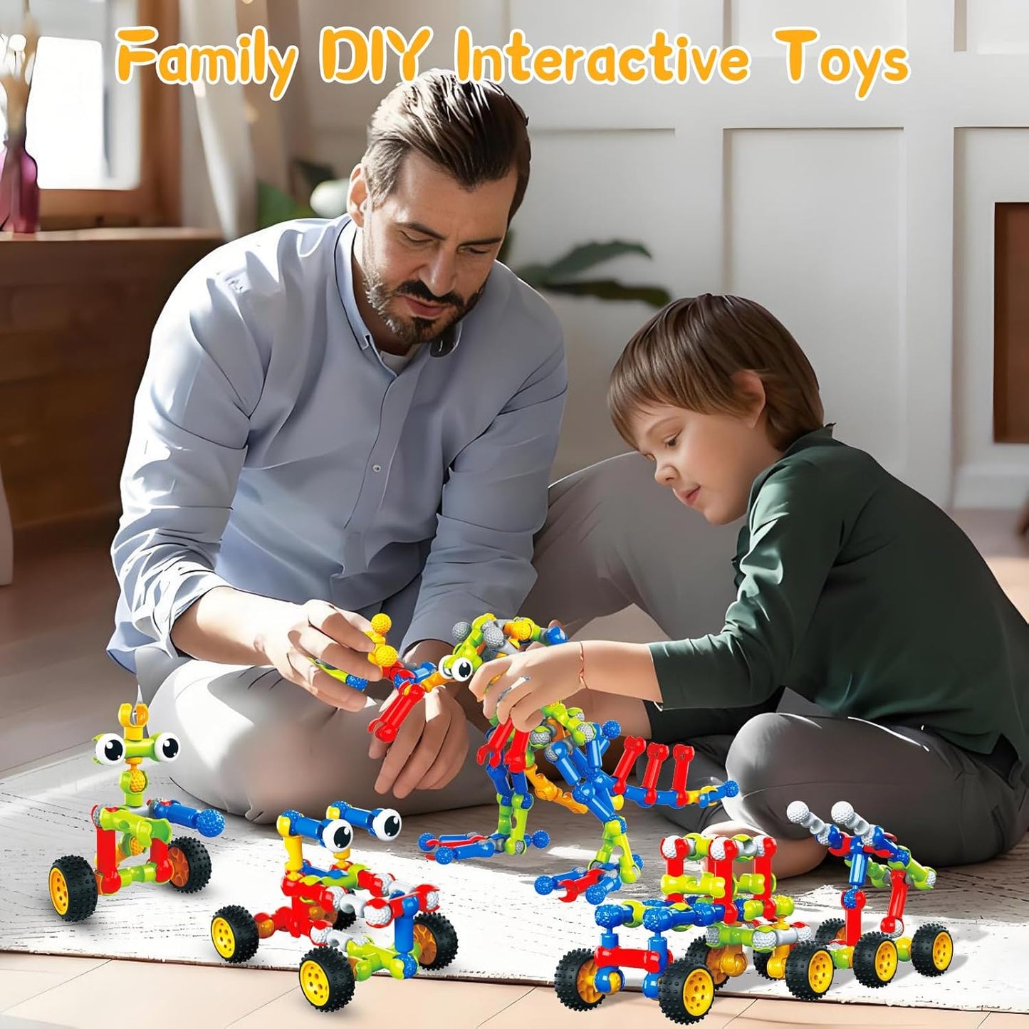 Caferria Kids Building Kit STEM Toys, 110 Pcs Educational Construction Engineering Building Blocks DIY Learning Set for Ages 3-10 Year Old Boys Girls, Best Gift for Children Creative Games Fun Play