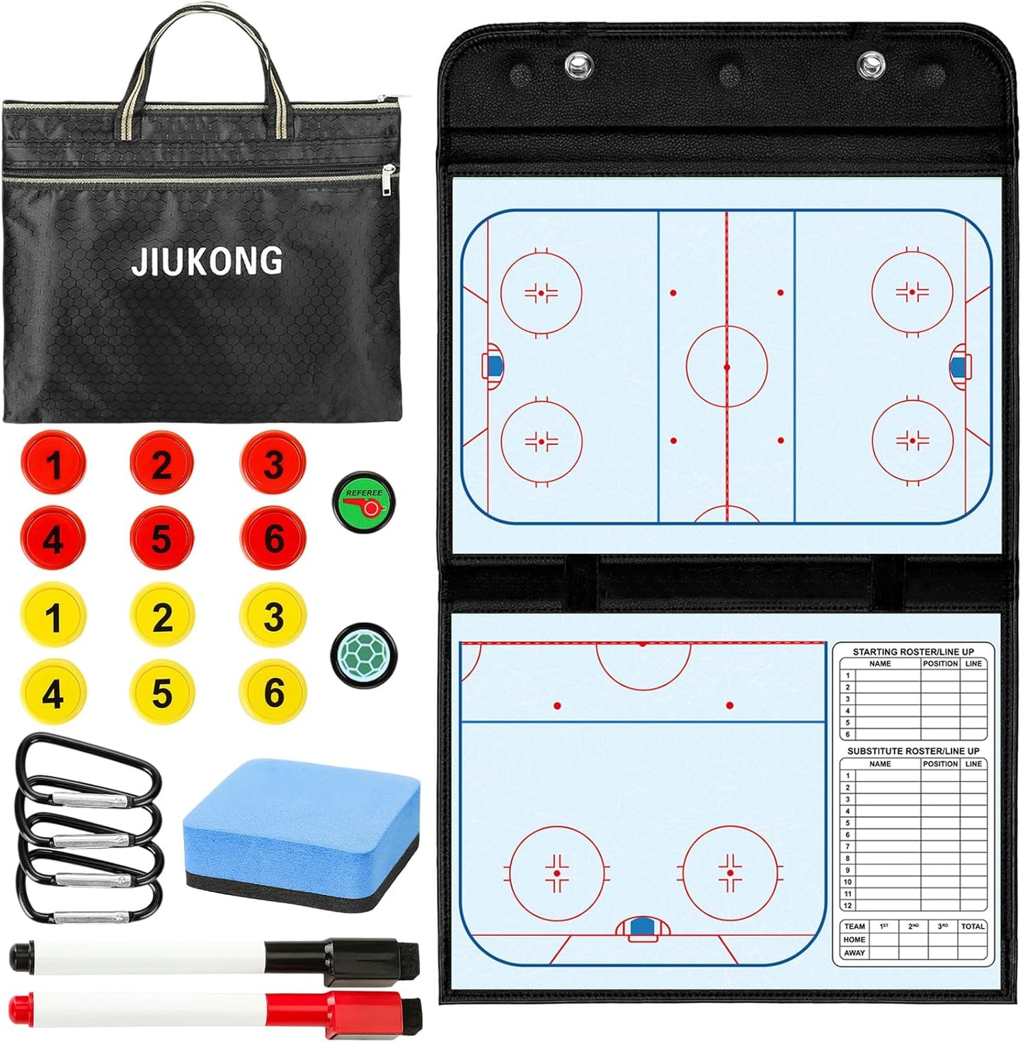 Magnetic Baseball Lineup Board for Dugout, 60 Magnets Coaching Clipboard with Dry Erase & Waterproof Bag – Dugout Organizer for Youth Baseball & Softball Coaches