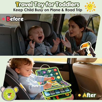 GOLIYEAN Toddler Busy Board - Montessori Toys for Toddler Boy Girl Birthday Gifts, Educational Learning Sensory Busy Book for Toddlers, Quiet Activity Books for Toddlers, Travel Toys for Airplane Car