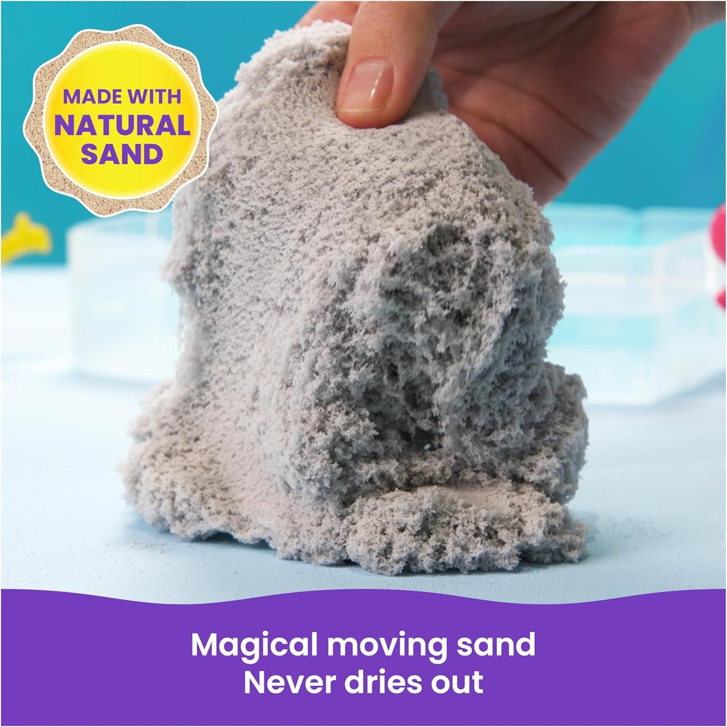 Kinetic Sand, Splash Starter Case with 6oz Color-Change Play Sand, 3 Tools & Molds, Reusable Storage, Sensory Toys, Holiday Gifts & Stocking Stuffers for Kids Ages 3 and up