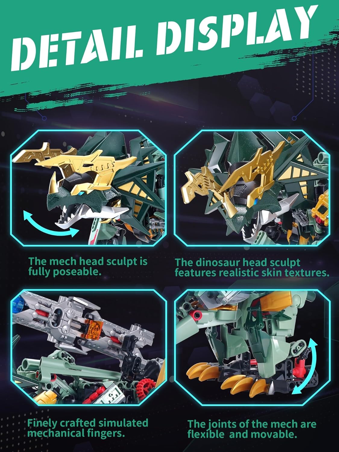 TIALLOW Pterodactyl Robot 2 in 1 Building Toy Sets, Dinosaurs Mech Transforming Building Block Model, Mecha Action Figures Pterosaur Building Kits, for Boys, Adult Age 8-12 (Pterodactyl)