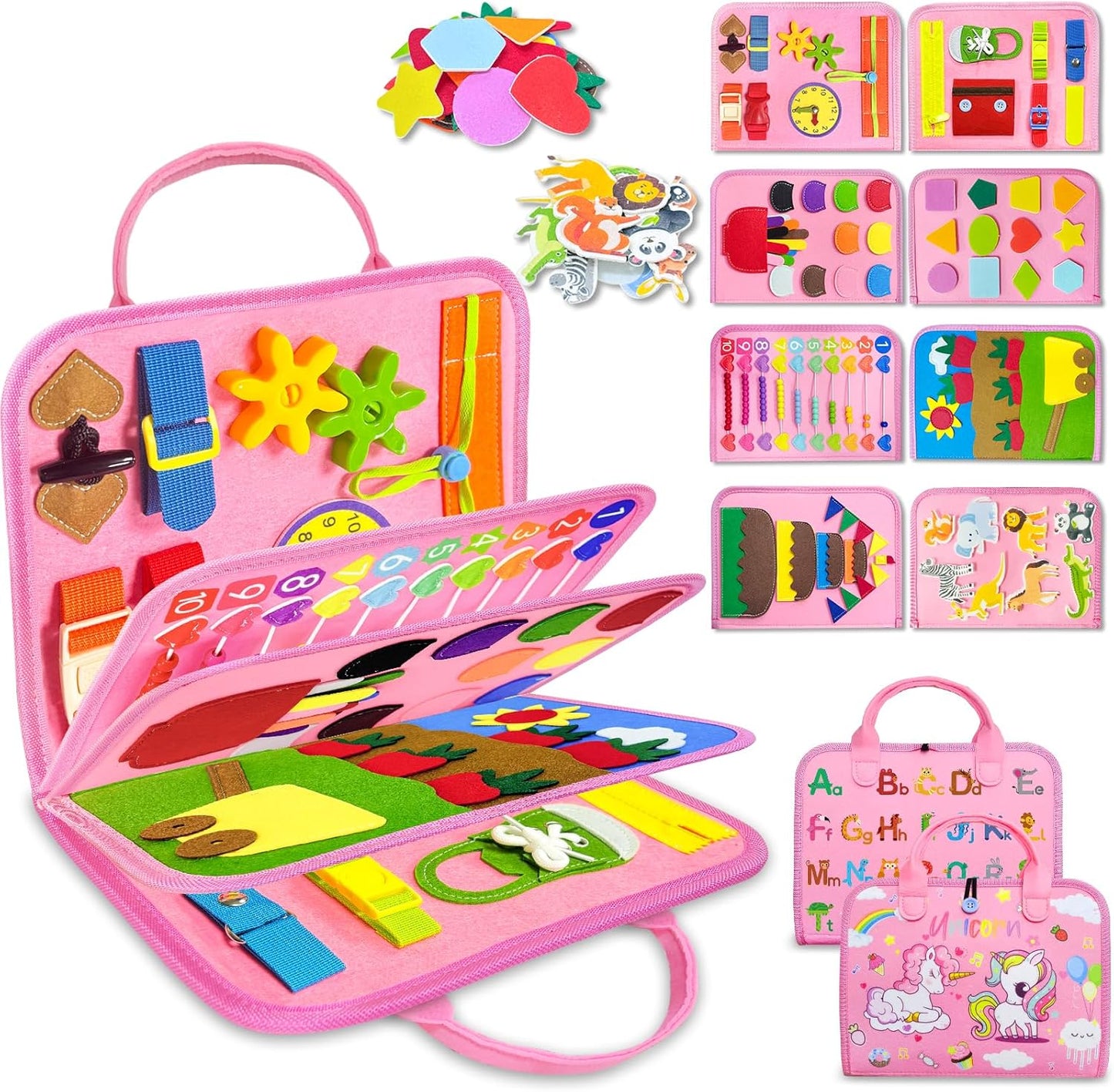 Exorany Busy Board Montessori Toys for Toddler Boys & Girls Birthday Gifts, Sensory Toys for Toddlers, Educational Travel Preschool Toddler Activities Learning Fine Motor Skills