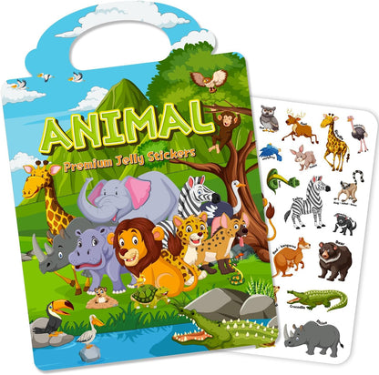 6 Sets Reusable Sticker Book for Toddlers 3-6, Jelly Sticker Books for Toddler, Travel Sticker Activity Toys for Kids 3 4 5 6 Years Old Girls & Boys