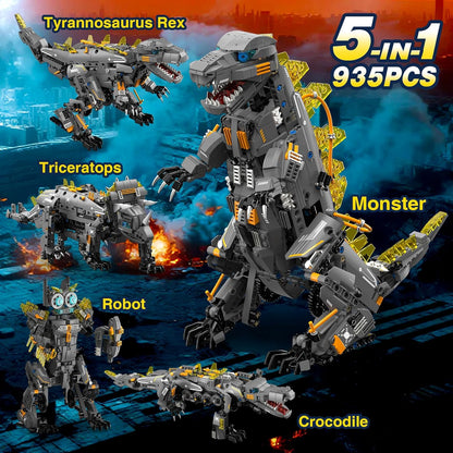 ADUSRIZ 5 in1 Stem Robot Building Kit for Kids Ages 8-13, 688 PCS Remote & App Controlled Dinosaur Car Building Toys for Kids Science Learning, Birthday Gifts for 8 9 10 11 12+ Years Old Boys Girls