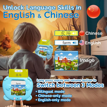 English Flash Cards Bilingual - Japanese Talking Flash Cards for Kids, Pocket Speech for Toddlers 3-12, 510 Sight Words of 31 Varieties, Sensory Toys Children with Autism (Japanese, Blue)