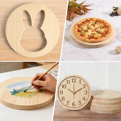 4PACK 4 inch Round Wooden Plaque, 3/4 Inch Thick Unfinished Wooden Circle Plaque, Natural Pine Wood Base for Craft Projects, Sign, Painting, Woodcarving, Engraving