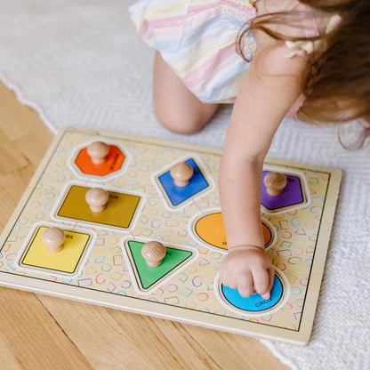 Melissa & Doug Deluxe Jumbo Knob Wooden Puzzle - Geometric Shapes (8 pcs)