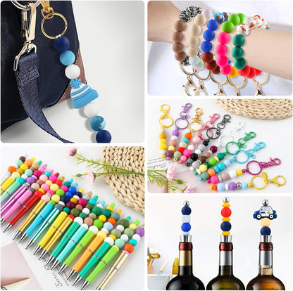 65Pcs 19mm Silicone Beads for Keychain Making Bracelet Necklace, Bulk Round Silicone Beads for Pens（Christmas Green） - Colors A