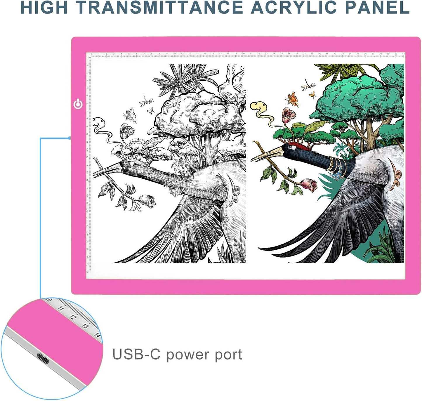 LitEnergy A4 LED Copy Board Light Tracing Box, Adjustable USB Power Artcraft LED Trace Light Pad for Tattoo Transferring, Drawing, Sketching, Animation, Stenciling, Diamond Art Painting Accessories