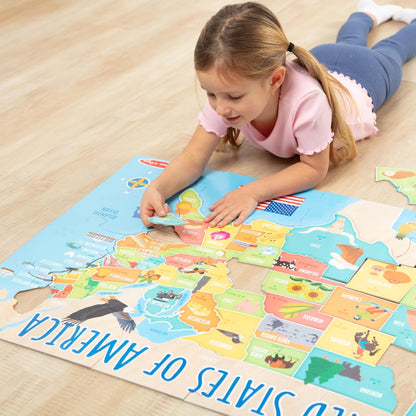 Melissa & Doug USA Map Jumbo Floor Puzzle, 51-Piece Jigsaw Puzzle of The United States, with State Capitals, Over 3 Ft Long, Kids Puzzles for Girls & Boys Ages 6+