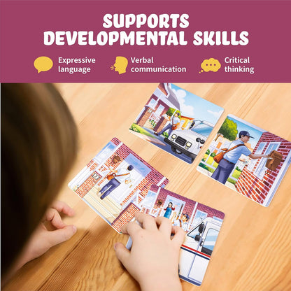 Sequencing Cards for Storytelling, Speech Therapy Game, Special Education Materials, Sentence Building, Problem Solving, Homeschooling Sequence Cards, Autism Game, Picture Sences, SEL