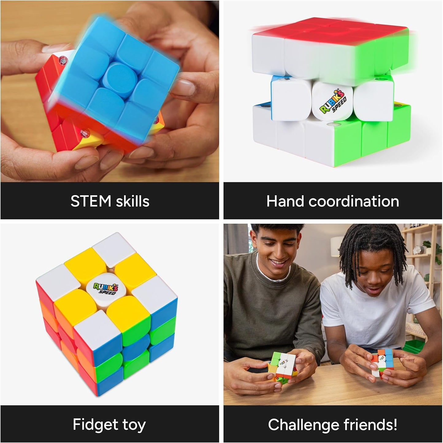 Rubik’s Cube, 3x3 Magnetic Speed Cube for Super Fast Solves, Twisting Fidget Toy, Challenging Brain Teaser & Sensory Puzzle for Adults, Teens, & Kids, for Ages 8 & Up