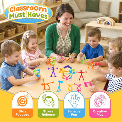 OleOletOy Suction Fidget Toys for Kids: 21 Pack Stretchy Suction Cup Sensory Toys - Bulk Fidgets for Kids Autism ADHD Classroom Prizes Party Favors - Travel Toys for Car Windows Road Trips
