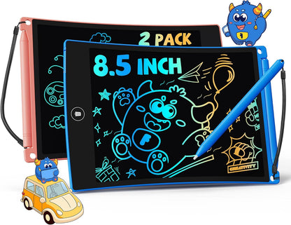 TEKFUN Kids Toys, 2Pcs LCD Writing Tablet with 4 Stylus, 8.5in Erasable Doodle Board Mess Free Drawing Pad for Kids, Car Trip Educational Toys Birthday for 3 4 5 6 7 Girls Boys