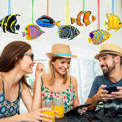 Tropical Fish Lacing Cards for Kids 12 Pack Ocean Fish Sea Animals Double Sided Cards Sewing Games Ocean Theme Party Decorations for Home Developing Imagination Education Supplies