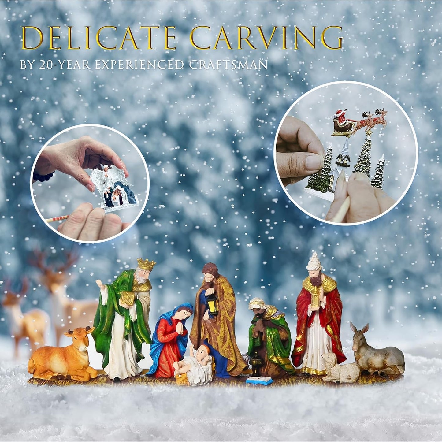 Christmas Snow Globes Lantern, Church and Christmas Tree Christmas Decorations Indoor, 6H Timer Battery & USB Powered Light Up Musical Snow Globes for Kids Women Adults Gift Thanksgiving Home Decor