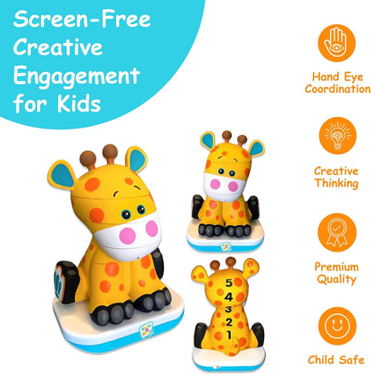 Stack-a-Roos Baby Giraffe by Salus Brands - Animal Stacking Toy, Educational Early Learning Toy for Infants Babies Toddlers, Age 12+ Months - Great Baby Gifts, STEM