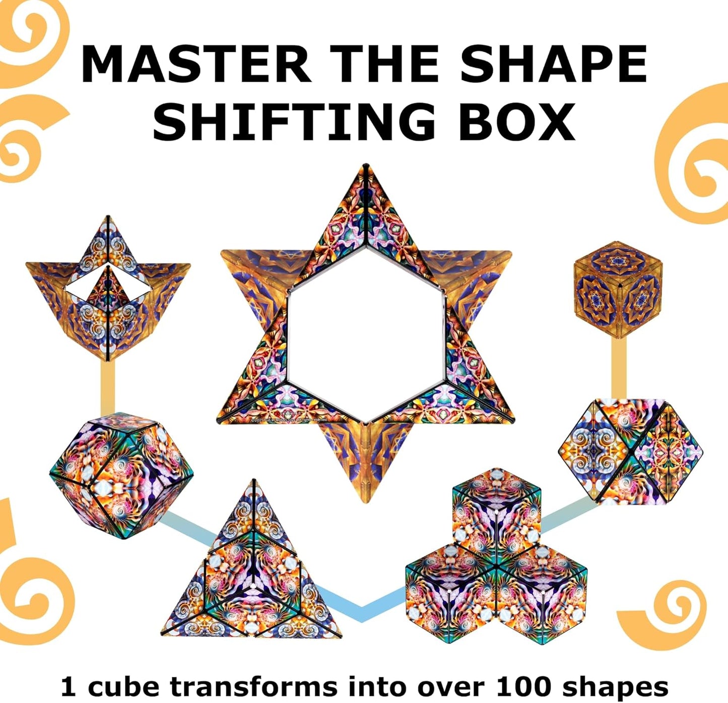 Shashibo Octa Shape Shifting Box - STEM Fidget Toy with Ultra Strong Magnets, Perfect Sensory Gift for Kids, Teens, and Adults – Pairs w/All Shashibo Cubes (Infinity)