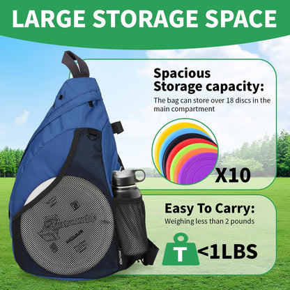 MOYAQI Disc Golf Bag with Retriever Holder and Storage Pockets, Disc Golf Backpack with 8-10 Disc Capacity, Padded Adjustable Strap and Back Panel, Lightweight and Durable