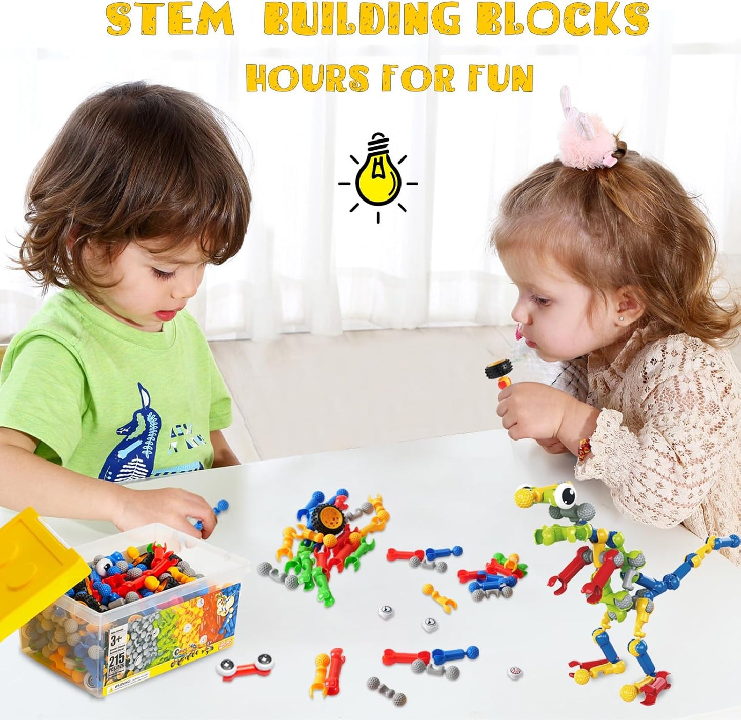Afomida 215 PCS Creative Building Blocks Playset Toy - Featuring Storage, Includes Dinosaur, Robot, Car, Spider, Dog Figure, Learning Toy for Kids, Birthdays Gift for Kids, Boys and Girls Ages 4-7, 8+