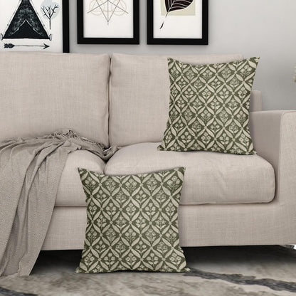 Blue Green Floral Block Print Pillow Covers 12X20 Set of 2, Flower Pattern Spring Summer Print Decorative Throw Pillow Covers Outdoor Farmhouse Seasonal Cushion Case Couch Sofa Bed Decor