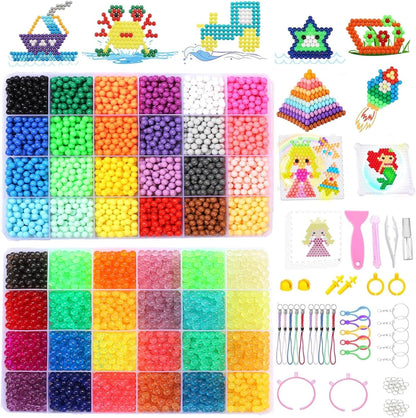 EIKEJI 7400 Pcs Non-Iron Fuse Beads Kit, 48 Colors 5mm Beads for Kids, Glow in The Dark and Glitter Refill Beads Set for Boys, Girls, Ideal Gift for New Years, Birthdays, Christmas