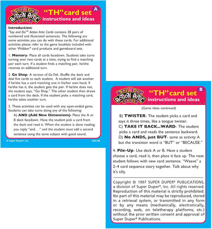 Super Duper Publications | Say and Do® Action Articulation TH Sounds Fun Deck | Vocabulary and Language Development Flash Cards | Educational Learning Materials for Children