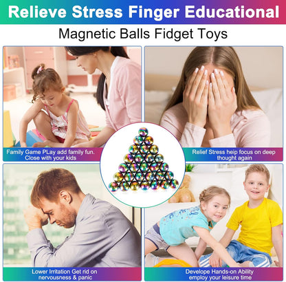 28Pcs Rainbow Stones Fidget Toy, 20mm DIY Mutual Attraction Desk Balls for Kids Adults, Educational Science Kit for Anxiety Relief, Building Crafts for Teens Party Favors Gift
