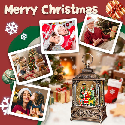 Christmas Snow Globes Lantern, Church and Christmas Tree Christmas Decorations Indoor, 6H Timer Battery & USB Powered Light Up Musical Snow Globes for Kids Women Adults Gift Thanksgiving Home Decor