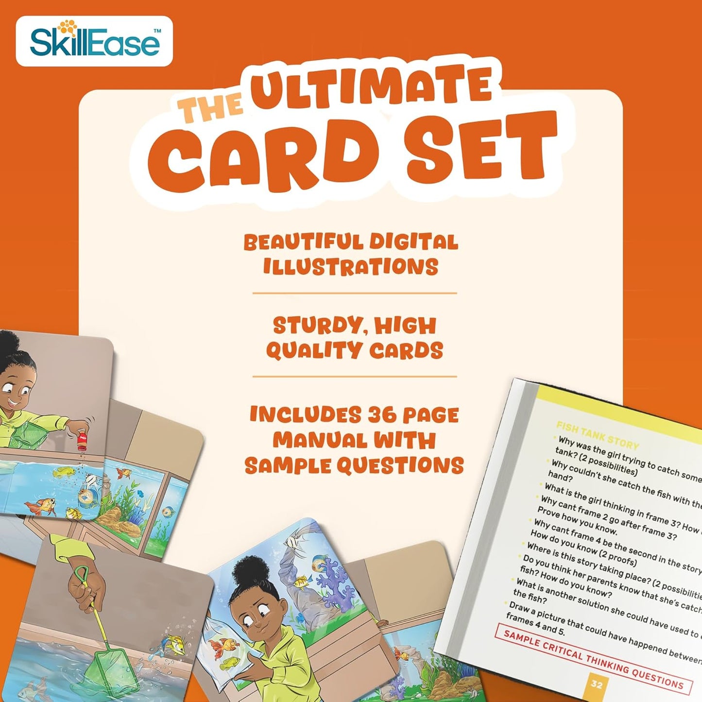 SkillEase Story Cues Skilled Sequencing Cards, Speech Therapy Materials, Social Skills Game, English Language Learners Games, Storytelling Cards, Sentence Building and Picture Cards