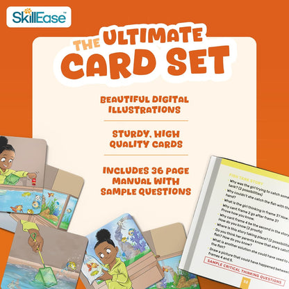 SkillEase Story Cues Skilled Sequencing Cards, Speech Therapy Materials, Social Skills Game, English Language Learners Games, Storytelling Cards, Sentence Building and Picture Cards
