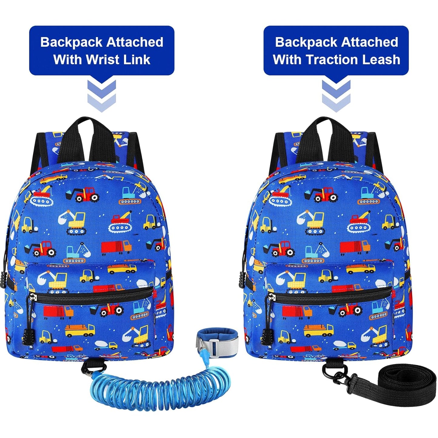 Accmor Toddler Backpack Leash, Mini Child Backpack with Anti Lost Wrist Link, Cute Kids Backpack Leash Walking Harness for Outdoor Travel, Small Excavator Backpack Tether for Baby Boys Girls Ages 1-3