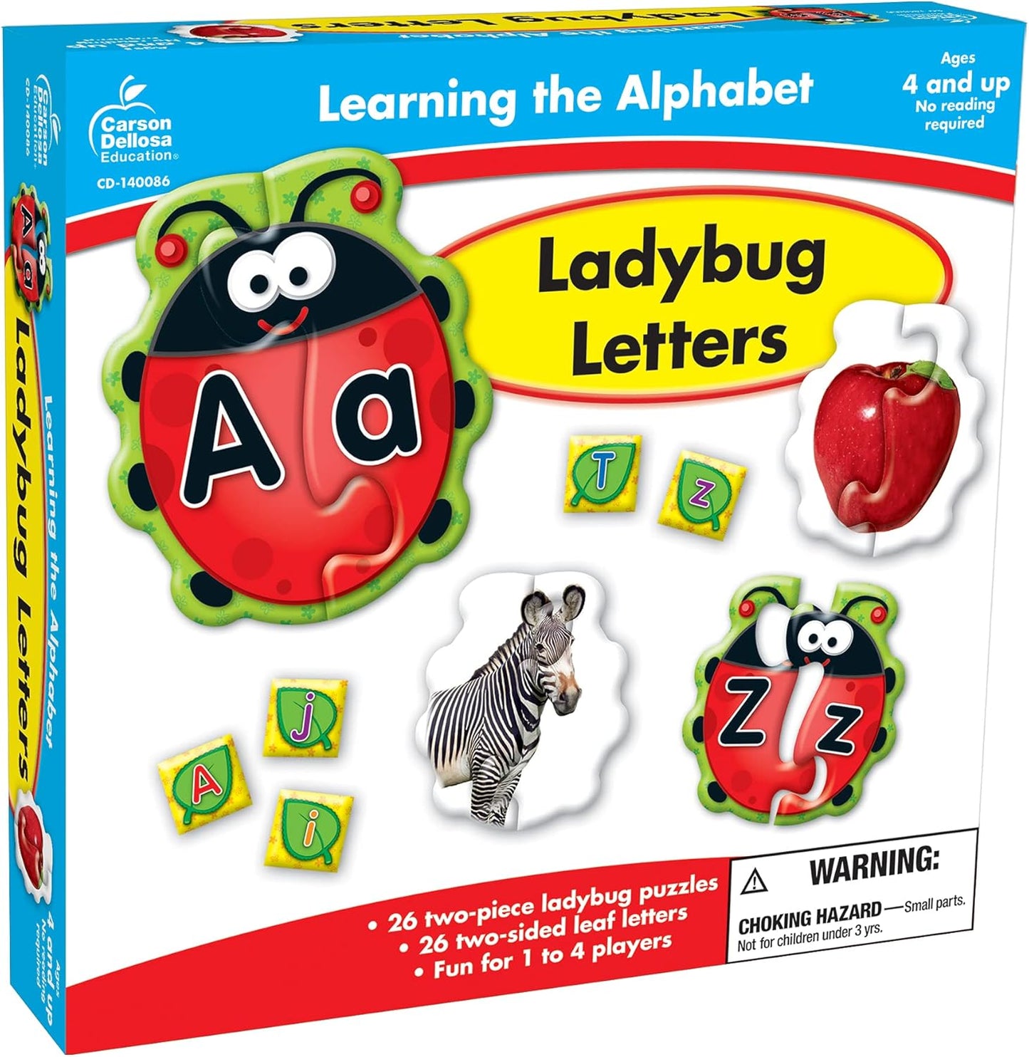 Carson Dellosa Education Lady Bug Letters Game, 26 2-Sided Ladybugs and Leaves Alphabet Puzzle, abc Kindergarten and Preschool Learning Activities for Toddlers Ages 4+