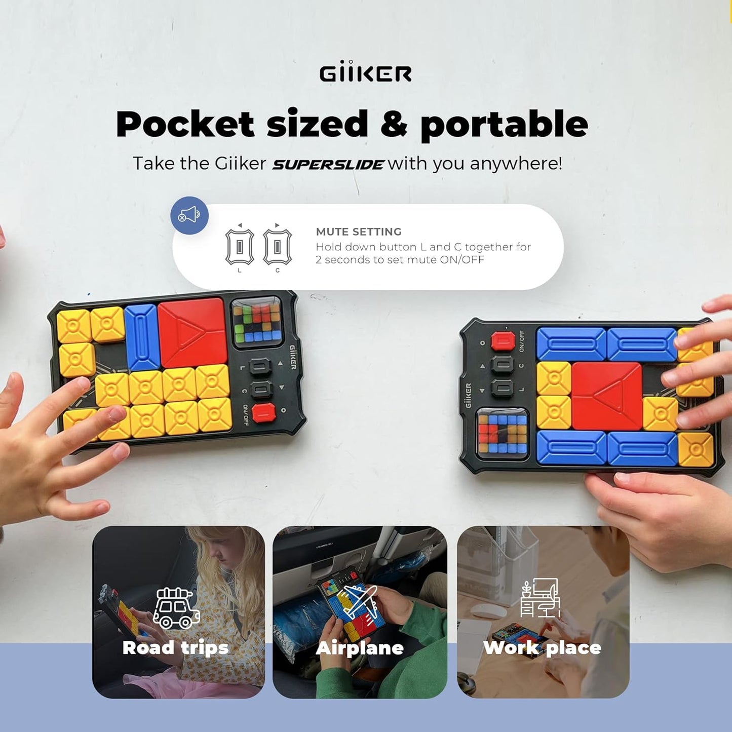 GiiKER Super Slide Puzzle Games, Original 500+ Challenges Brain Teaser Puzzle, Toys for Kids Teens, Travel Games Birthday Stocking Stuffers for Boys Girls, Activities for Road Trips