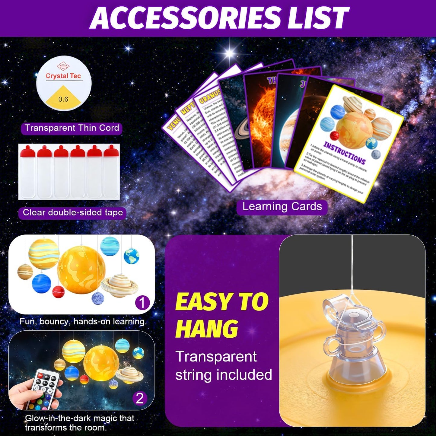 Inflatable Solar System Planets with Lights, 2026 Upgraded Inflatable Solar System 9 Giant Hanging Planets Astronomy Gifts for Ages 5-7, 6-8, 8-12 Outer Space Themed Room Party Decoration