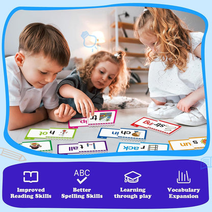 Word Family Build Book Phonics Flash Cards, 30 Read and Rhyme Flip Books, Sight Words Flash Cards Kindergarten, Learn to Read Flip Books for Kids Homeschool Preschool Classroom Must Haves