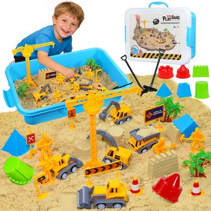 Dinosaur Sensory Bin with Lid, 2.64lbs Magic Sand, Dino Figures, Skeletons & Archaeology Tools, Sensory Sand Kit Dinosaur Toys for Kids 3 4 5 6 7+ Year Old Boy Toddler Birthday Gift Christmas