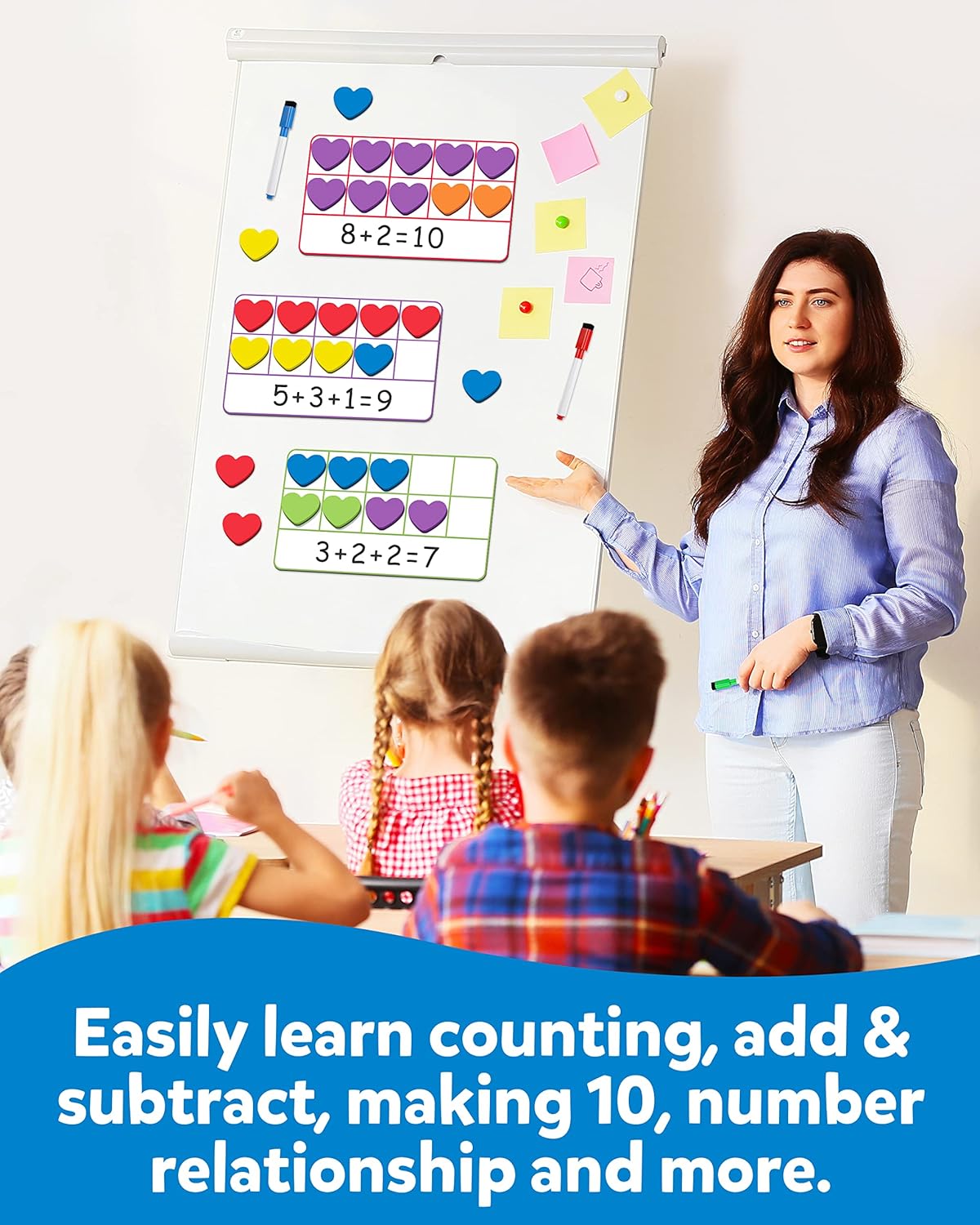 Coogam Magnetic Ten-Frame Set, Math Manipulative EVA Number Counting Games, Montessori Educational Toy Gift for Kindergarten Classroom Kids 3 4 5 Year Old