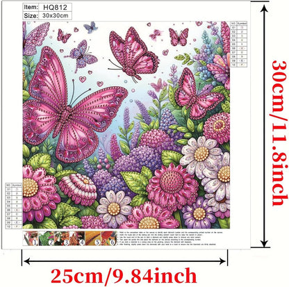 POETRYDRAW Pink Butterfly Special Shaped 5D DIY Partial Drill Diamond Art Painting Kit 30x30cm (Butterfly-1)