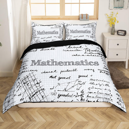 Erosebridal Science Theme Bedding Set Queen Size for Boys Girls Chemistry Periodic Table Print Duvet Cover Chemical Subject Theme Comforter Cover Teens Kids Math Science Atyle Bedspread Cover 3 Pcs