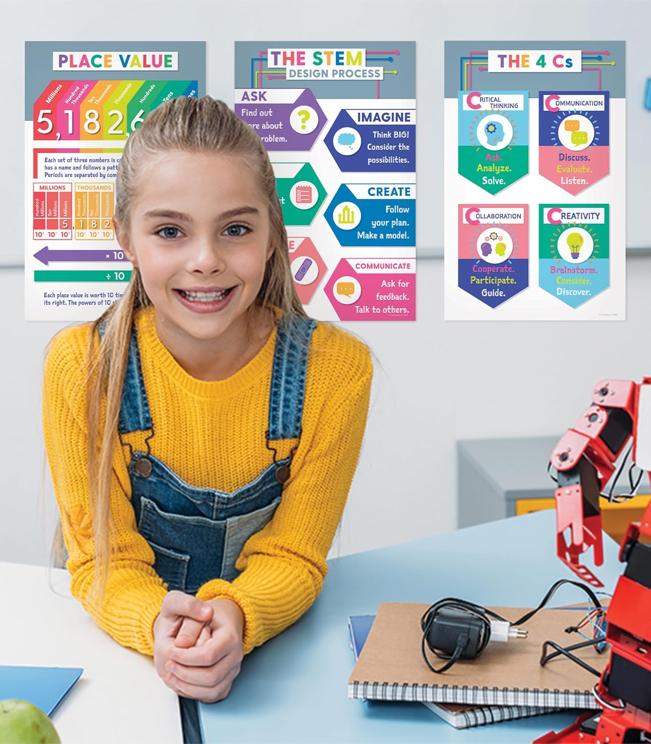 Carson Dellosa 14-Piece Mathematics Strategy Posters, 8.5" x 11" Wall Art Ten Frame, Counting, Number Line, Math Manipulatives, Facts, and More Strategies, Classroom Decor and Teacher Supplies