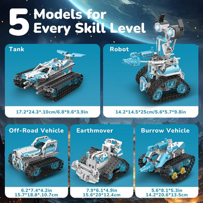 Robot Building Kit with APP/Remote Control STEM Gifts for Boys Age 8-16,Technic Coding Robotic Toys for Kids Birthday, Buildable 5in1 Models with 352+ Pieces
