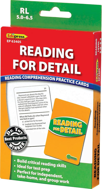 Edupress Reading Comprehension Practice Cards, Informational Text, Red Level (EP63437) Medium