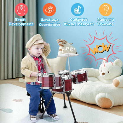 Upgraded Toddler Drum Set with Lights Kids Jazz Drum Kit, Musical Instrument Toys for Toddler 3-5 Boys Girls Christmas Birthday Gift