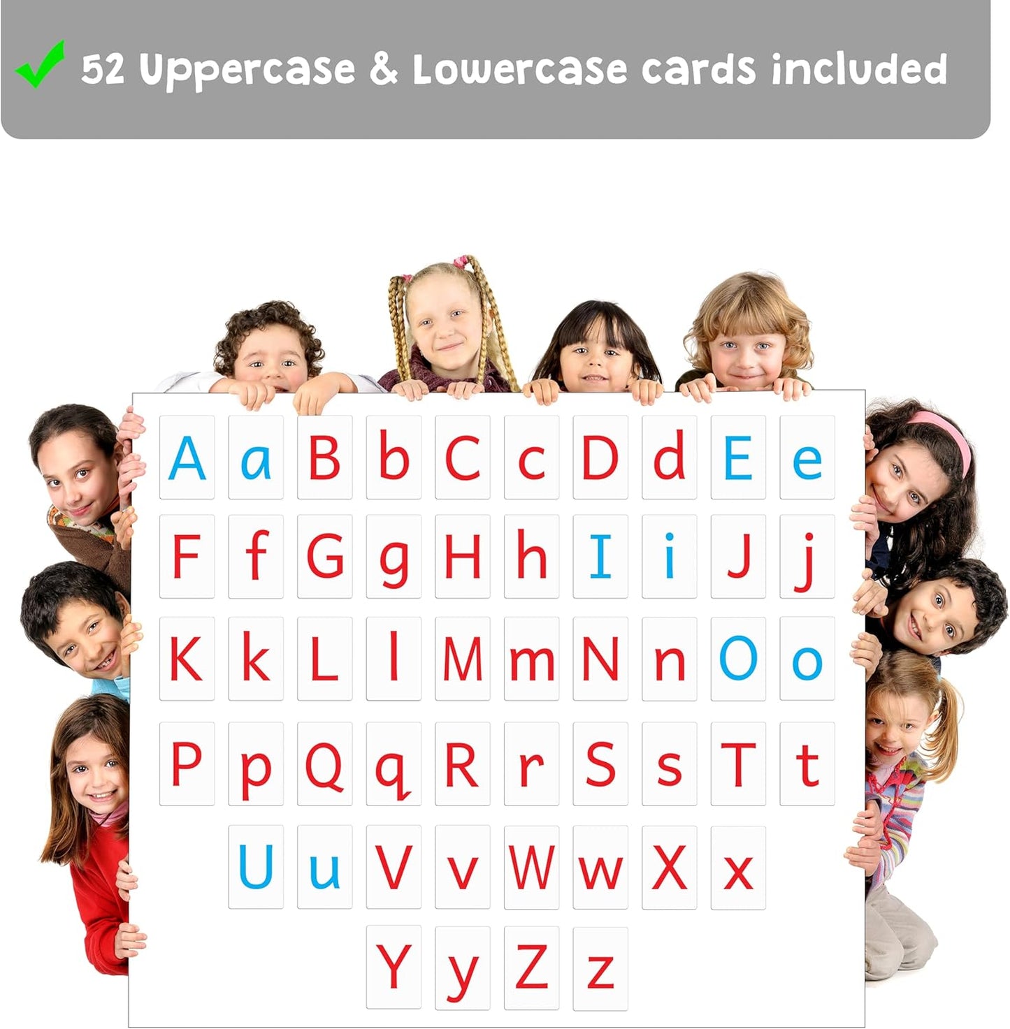 Attractivia Magnetic Big Alphabet ABC Flash Cards - 52 Sturdy Uppercase & Lowercase Large Letters, Black - for Classroom Teachers, Homeschool, ESL, Kids and Adults