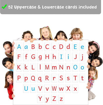 Attractivia Magnetic Big Alphabet ABC Flash Cards - 52 Sturdy Uppercase & Lowercase Large Letters, Black - for Classroom Teachers, Homeschool, ESL, Kids and Adults