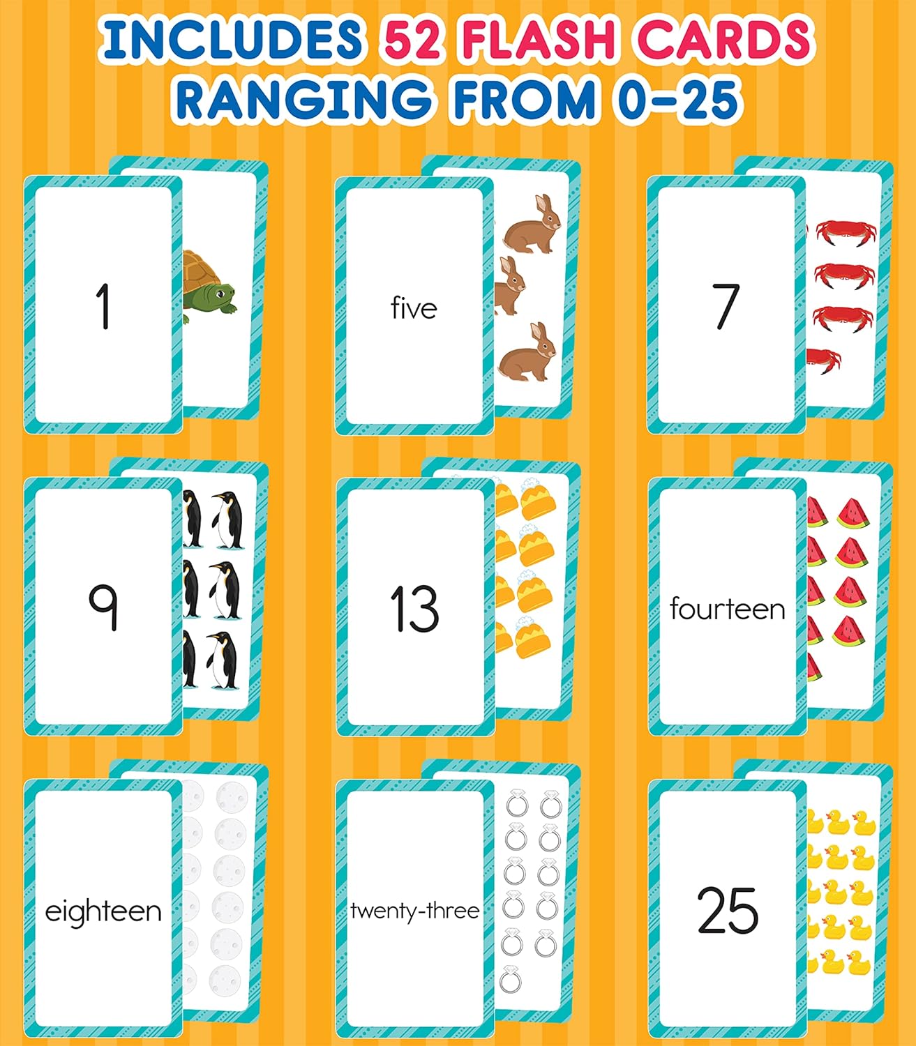 Carson Dellosa 54 Toddler Flash Cards, 0-25 Counting and Number Recognition Math Flashcards for Toddlers 3-5 Years, Kindergarten and Preschool Learning Activities and Educational Games