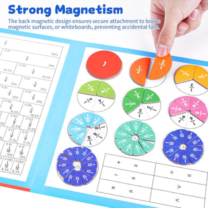 Magnetic Fraction Educational Puzzle, 102 Pcs Magnetic Fraction Puzzle for Kids, Magnetic Fraction Tiles & Fraction Circles, Fractions Manipulatives Learning Games for Elementary School
