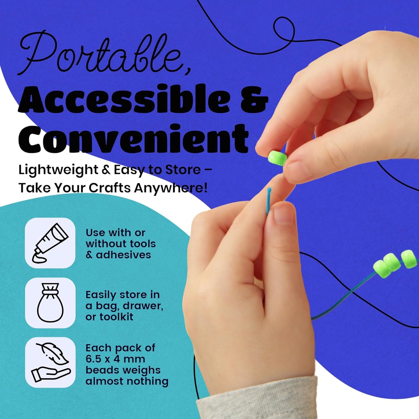 JOLLY STORE Crafts - Mini Pony Beads, Easy-to-Use Reusable Jewelry-Making/Bracelet Beads for Art, Craft Decorations & More, 6.5 x 4mm Beads, Crafted in The USA, Opaque Grey, 1000 pcs (Pack of 1)