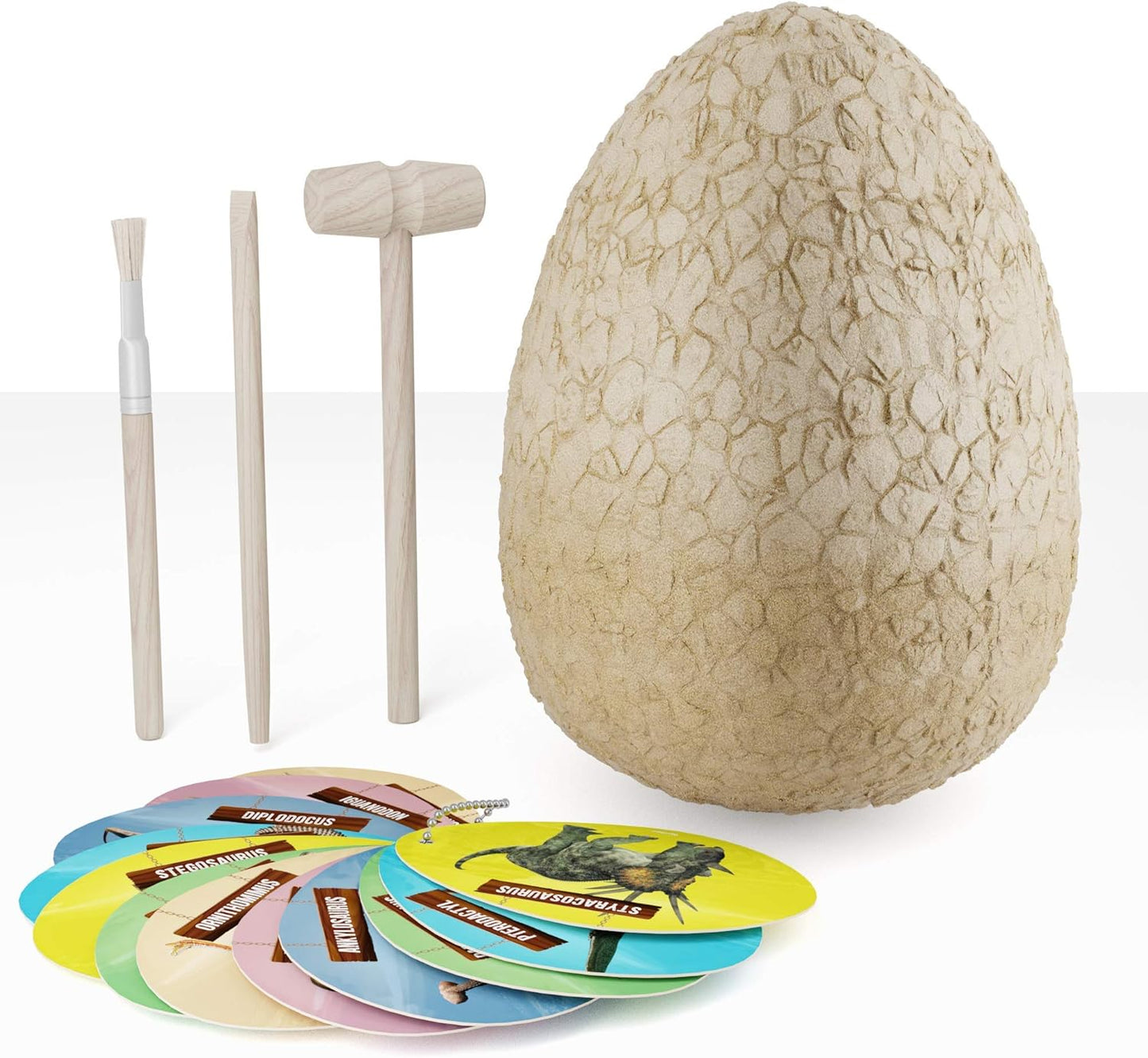 Dan&Darci Jumbo Dino Easter Egg - Unearth 12 Unique Large Surprise Dinosaurs in One Giant Filled Egg -Easter Gifts for Kids - Discover Dinosaur Archaeology Science STEM Crafts Gifts for Boys & Girls